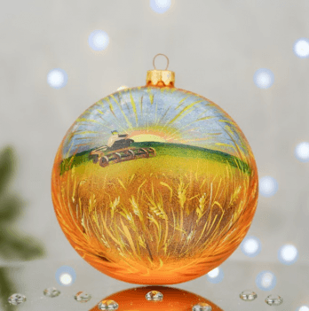 Новогодний шар на елку Santa Shop Лани широкополі Золотой 12 см 4820001179866