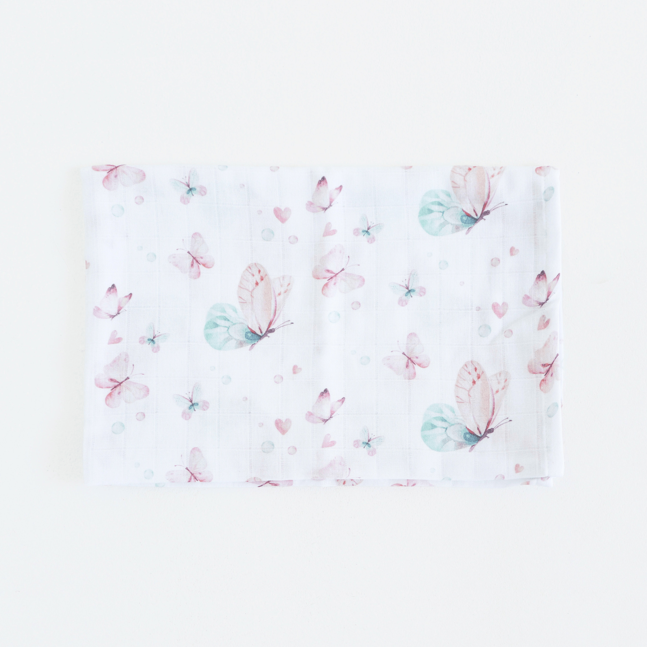 Муслиновая пеленка для детей ELA Textile&Toys Бабочки Белый/Розовый/Зеленый 100х80 см DM001B Муслиновая пеленка для детей ELA Textile&Toys Бабочки Белый/Розовый/Зеленый 100х80 см DM001B