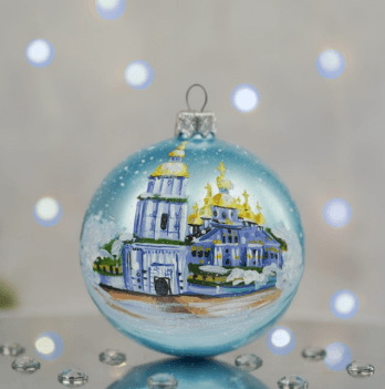 Новогодний шар на елку Santa Shop Михайлівський Золотоверхий Собор Бирюзовый 10 см 4820001180343