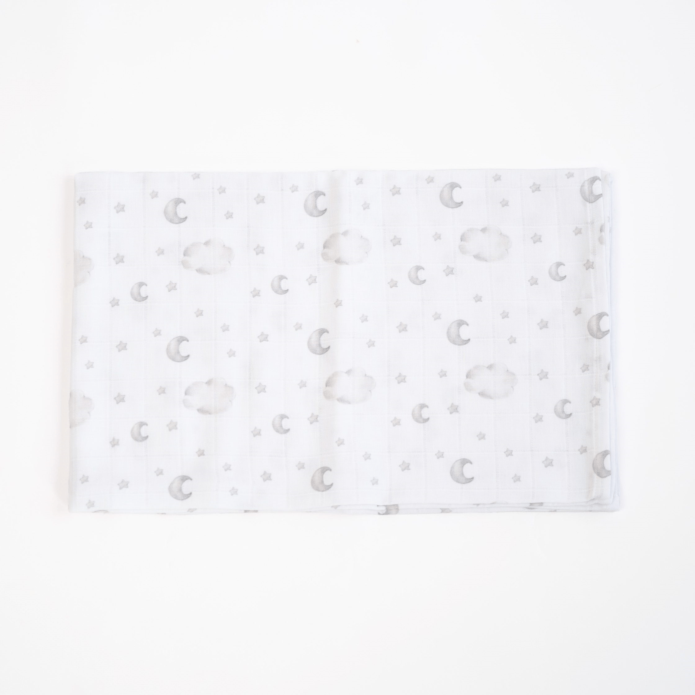 Муслиновая пеленка для детей ELA Textile&Toys Месяцы и облака Муслин Белый/Серый 100х80 см MD002MC Муслиновая пеленка для детей ELA Textile&Toys Месяцы и облака Муслин Белый/Серый 100х80 см MD002MC