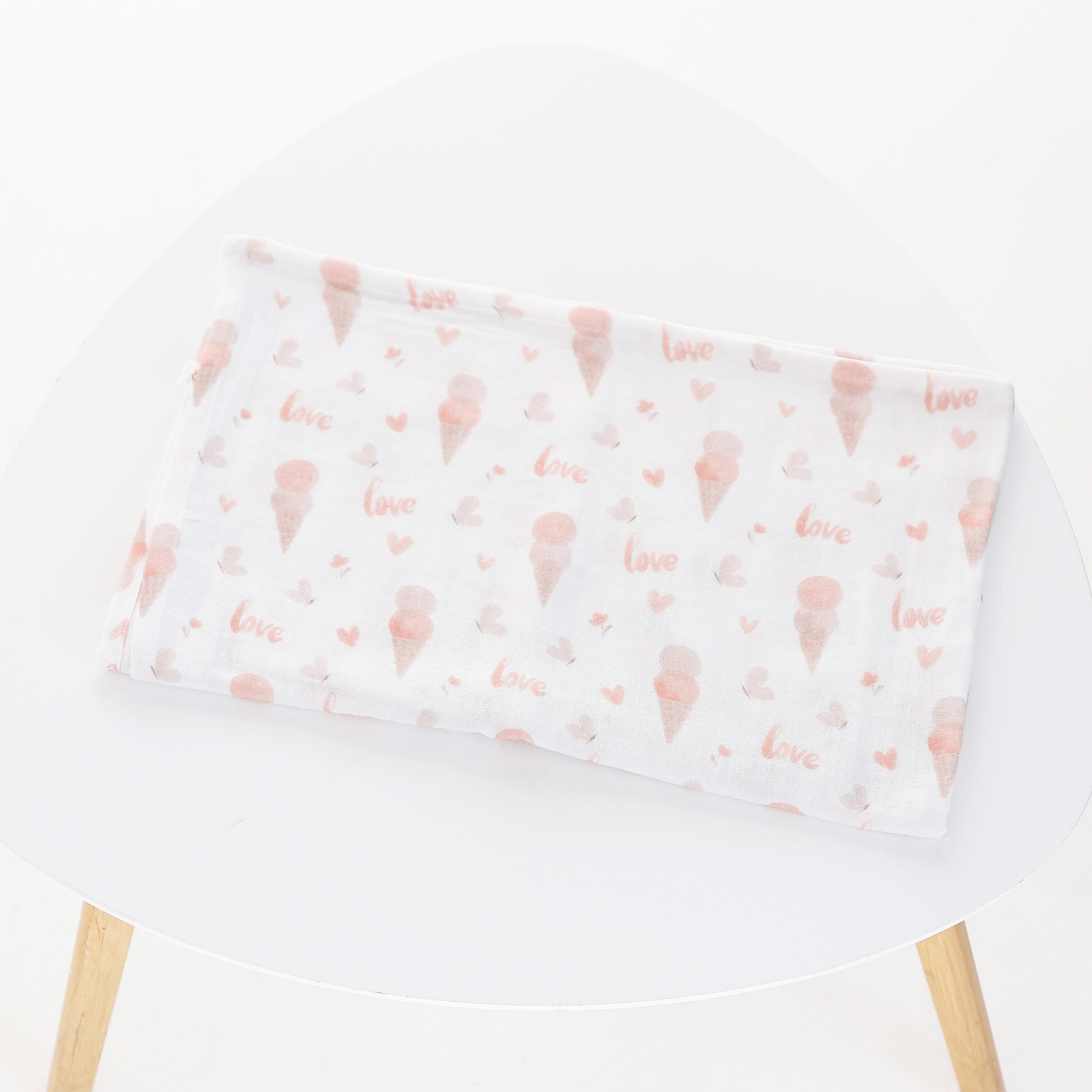 Муслиновая пеленка для детей ELA Textile&Toys Мороженное Муслин Белый/Розовый/Бежевый 100х80 см MD002IC Муслиновая пеленка для детей ELA Textile&Toys Мороженное Муслин Белый/Розовый/Бежевый 100х80 см MD002IC