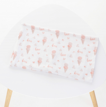 Муслиновая пеленка для детей ELA Textile&Toys Мороженное Муслин Белый/Розовый/Бежевый 100х80 см MD002IC
