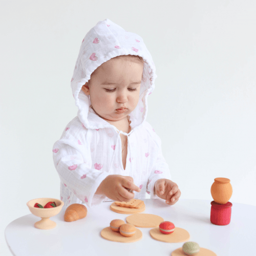 Муслиновая туника детская ELA Textile&Toys Сердечки 1 - 7 лет Муслин Белый/Розовый MT001HT