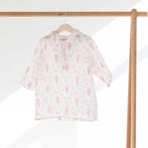 Муслиновая туника детская ELA Textile&Toys Мороженное 2 - 7 лет Муслин Белый/Розовый/Бежевый MT001IC