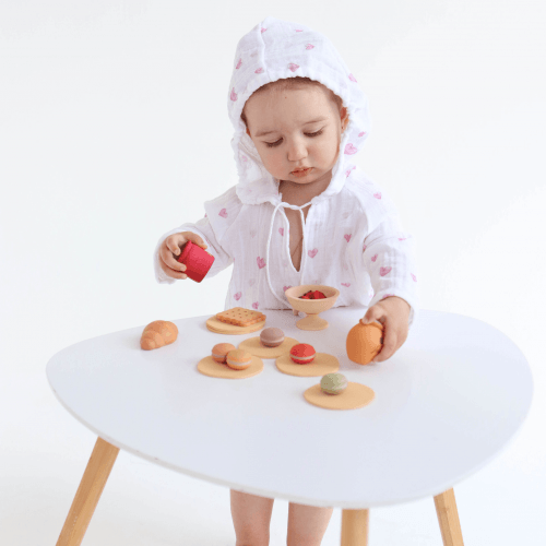 Муслиновая туника детская ELA Textile&Toys Сердечки 1 - 7 лет Муслин Белый/Розовый MT001HT