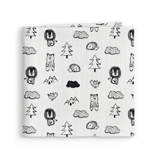 Муслиновая пеленка для детей Cosas Белый Animals Black White