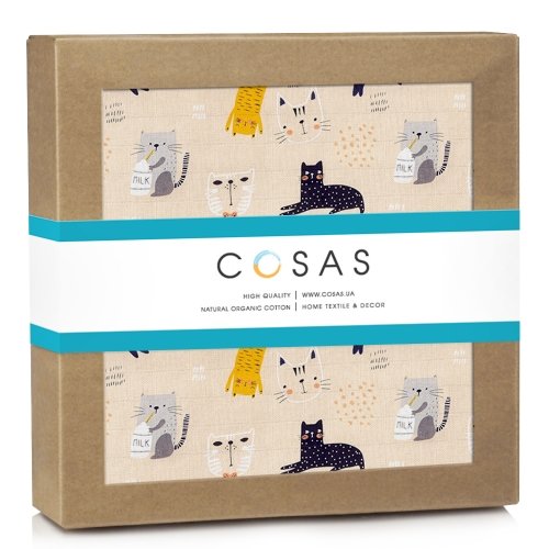 Муслиновая пеленка для детей Cosas Бежевый Cats Milk Rose