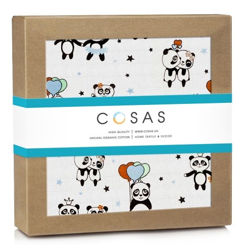 Муслиновая пеленка для детей Cosas Голубой Panda Love Blue