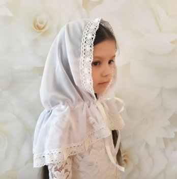 Церковный платок для девочки BetiS Натхнення Шифон Белый 60х90 см 27682554
