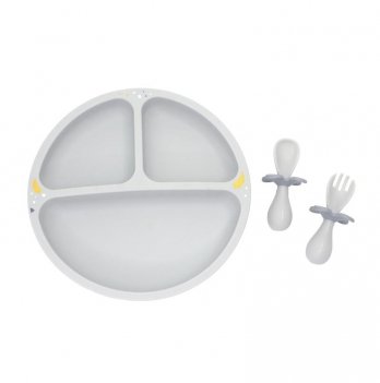 Детский набор посуды Oribel Cocoon Тарелка вилка ложка Серый OR225-90013