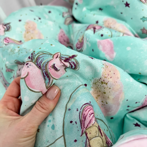 Детское постельное белье полуторное для подростков Oh My Kids Сказочные единорожки Бязь/Ранфорс Розовый ПБ-039-С