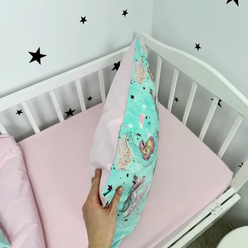 Детское постельное белье полуторное для подростков Oh My Kids Сказочные единорожки Бязь/Ранфорс Розовый ПБ-039-С