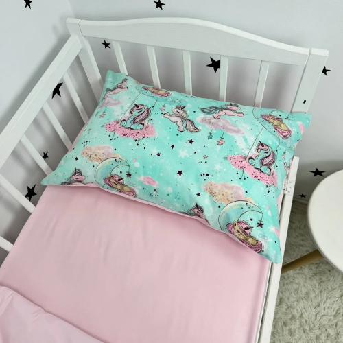Детское постельное белье полуторное для подростков Oh My Kids Сказочные единорожки Бязь/Ранфорс Розовый ПБ-039-С