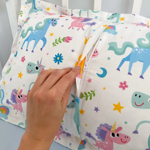 Детское постельное белье в кроватку Oh My Kids Funny Unicorns Ранфорс Розовый ПБ-128-Х