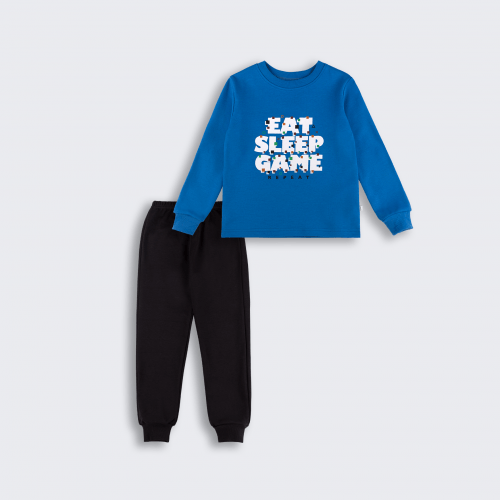 Пижама детская Bembi 6 - 11 лет Интерлок Синий/Черный ПЖ53