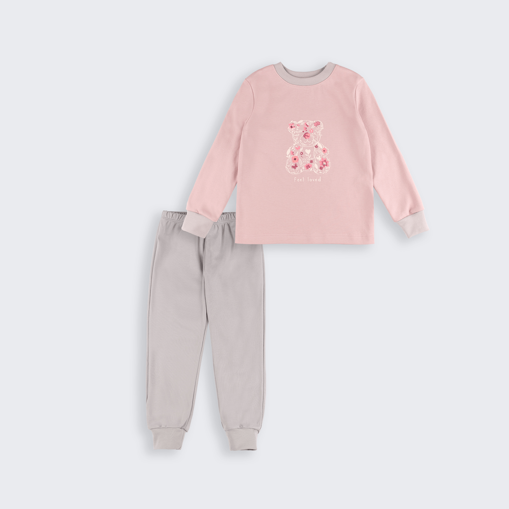 Пижама детская Bembi 1,5 - 5 лет Интерлок Светло-розовый/Серый ПЖ53
