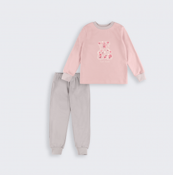 Пижама детская Bembi 1,5 - 5 лет Интерлок Светло-розовый/Серый ПЖ53