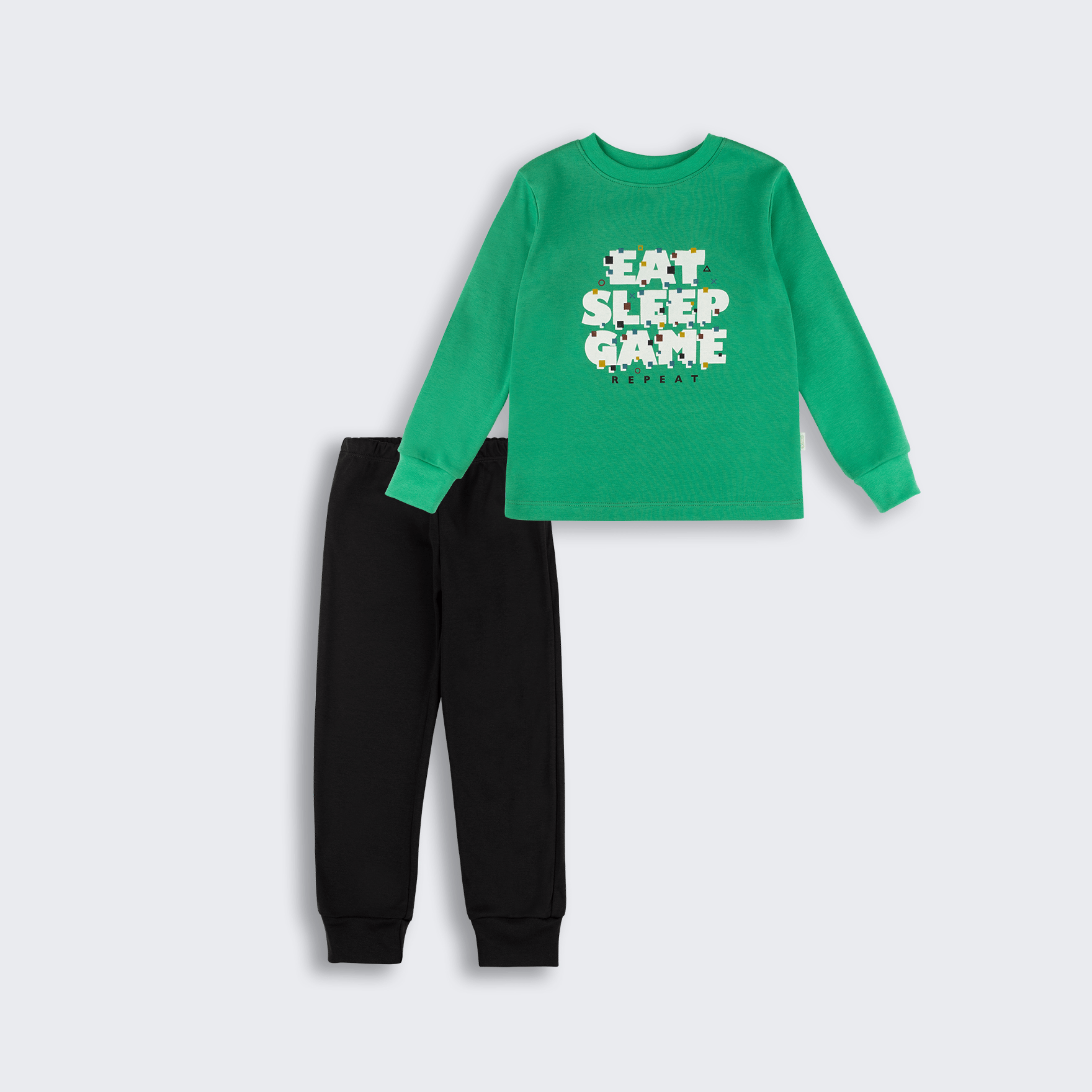 Пижама детская Bembi 6 - 11 лет Интерлок Зеленый/Черный ПЖ53