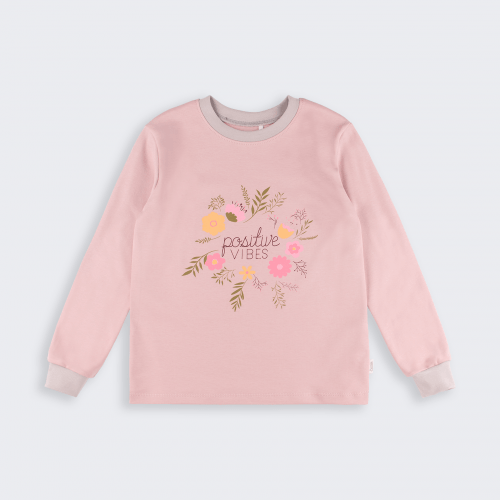 Пижама детская Bembi 6 - 11 лет Интерлок Светло-розовый/Серый ПЖ53