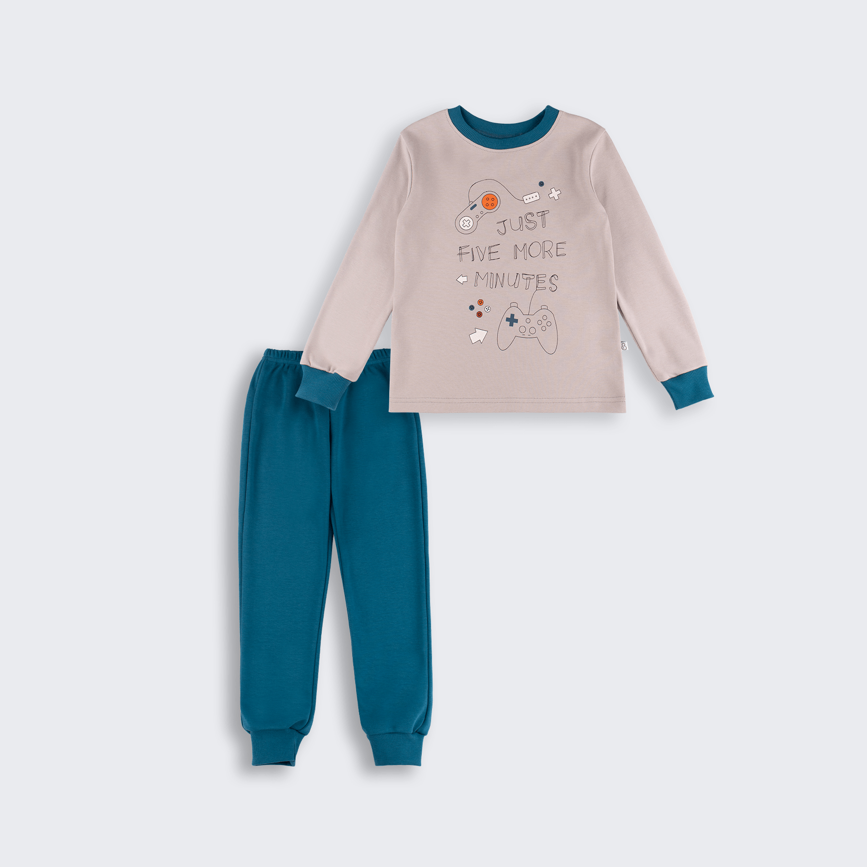 Пижама детская Bembi 6 - 11 лет Интерлок Бежевый/Бирюзовый ПЖ53