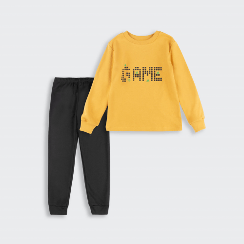 Пижама детская Bembi 6 - 11 лет Интерлок Охра/Черный ПЖ53