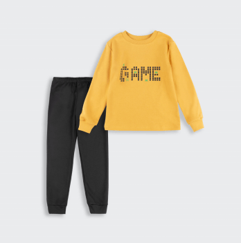 Пижама детская Bembi 6 - 11 лет Интерлок Охра/Черный ПЖ53