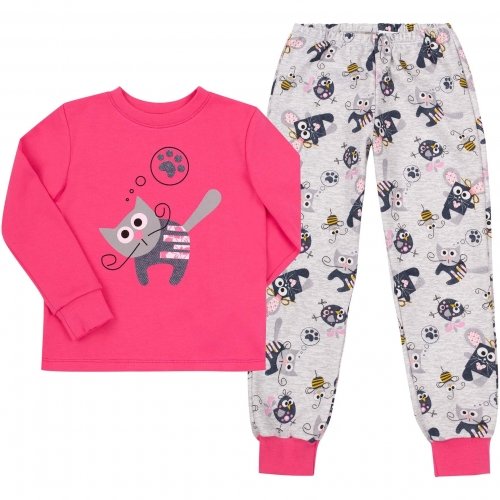 Пижама детская Bembi 1 - 1,5 лет Интерлок Серый/Розовый ПЖ53