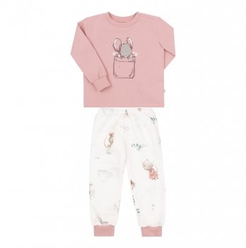 Пижама детская Bembi 1 - 1,5 лет Байка Молочный/Розовый ПЖ55