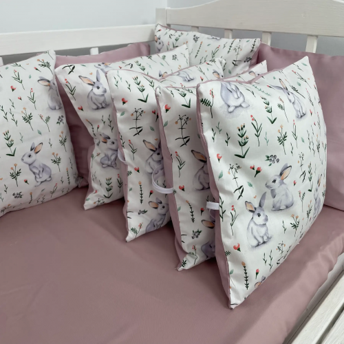 Детское постельное белье в кроватку Oh My Kids Зайчики Сатин Пудровый ПК-091-С