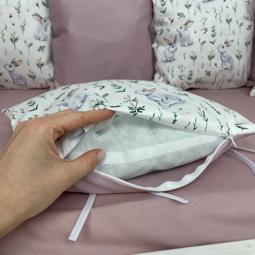 Детское постельное белье в кроватку Oh My Kids Зайчики Сатин Пудровый ПК-091-С