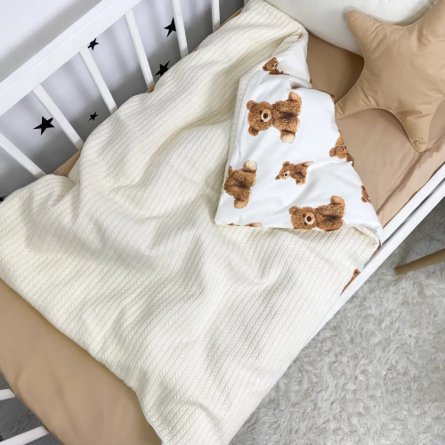 Детское постельное белье в кроватку Oh My Kids Мишки Ранфорс/Пике Бежевый ПК-1114-П