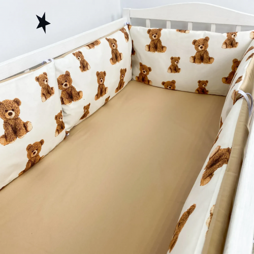 Детское постельное белье в кроватку Oh My Kids Мишки Ранфорс/Пике Бежевый ПК-1114-П