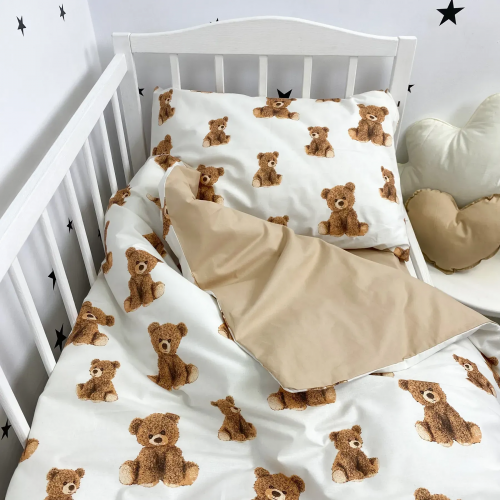 Детское постельное белье в кроватку Oh My Kids Мишки Ранфорс Бежевый ПК-1115-Х