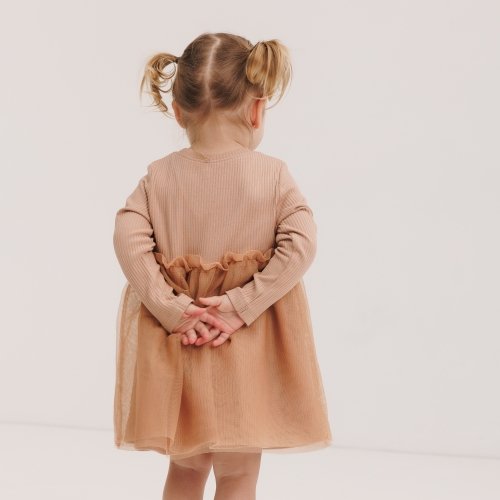Платье детское Bembi Spring 2024 1,5 - 5 лет Трикотаж рубчик Бежевый ПЛ399
