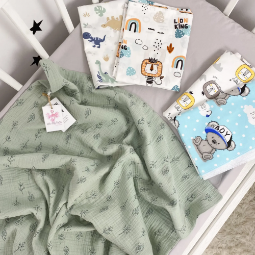 Детское постельное белье в кроватку Oh My Kids Подарочный набор Animal Life Мятный ПНД-033