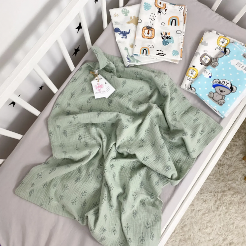Детское постельное белье в кроватку Oh My Kids Подарочный набор Animal Life Мятный ПНД-033