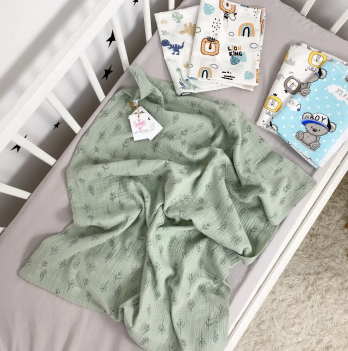 Детское постельное белье в кроватку Oh My Kids Подарочный набор Animal Life Мятный ПНД-033