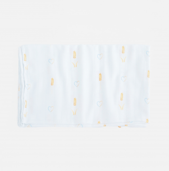 Муслиновая пеленка для детей ELA Textile&Toys Колоски Белый/Желтый 100х80 см DM002E