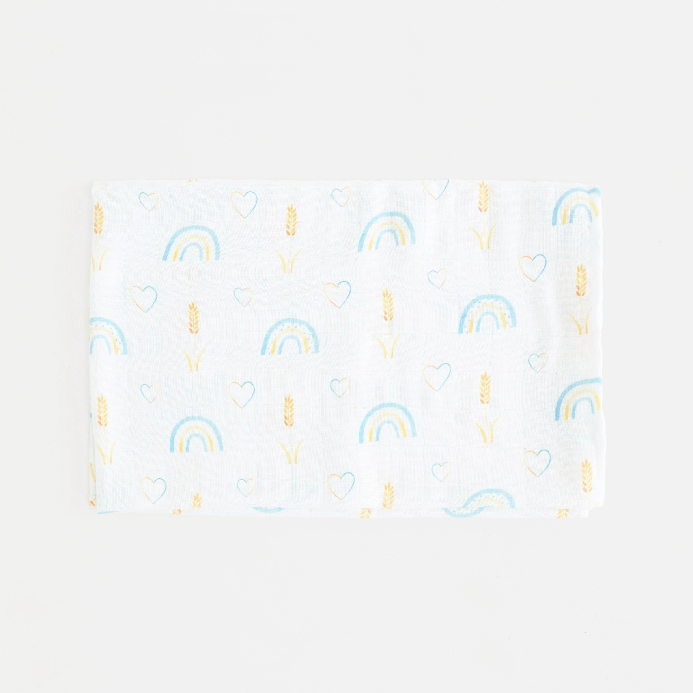 Муслиновая пеленка для детей ELA Textile&Toys Радуга Белый/Желтый/Голубой 100х80 см DM001RP Муслиновая пеленка для детей ELA Textile&Toys Радуга Белый/Желтый/Голубой 100х80 см DM001RP