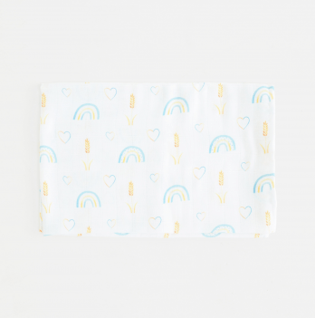 Муслиновая пеленка для детей ELA Textile&Toys Радуга Белый/Желтый/Голубой 100х80 см DM001RP