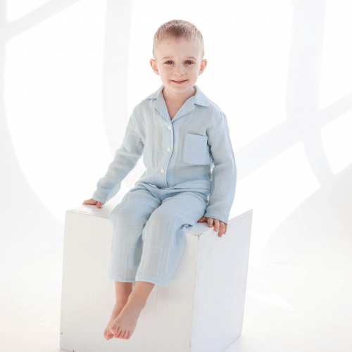Муслиновая пижама детская ELA Textile&Toys 1,5 - 9 лет Муслин Голубой PJ004BL