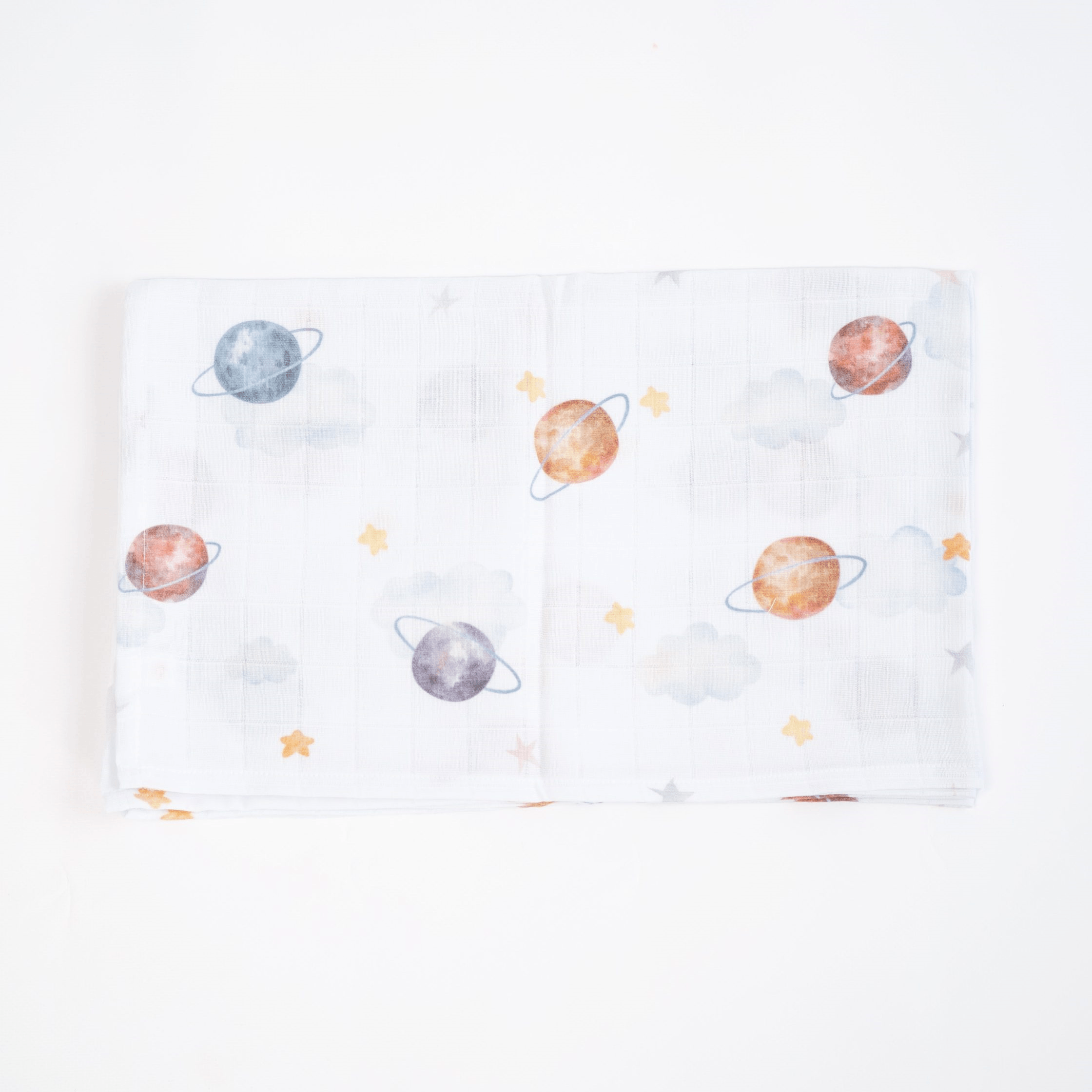 Муслиновая пеленка для детей ELA Textile&Toys Планеты Муслин Белый/Серый/Оранжевый 100х80 см MD002SP Муслиновая пеленка для детей ELA Textile&Toys Планеты Муслин Белый/Серый/Оранжевый 100х80 см MD002SP
