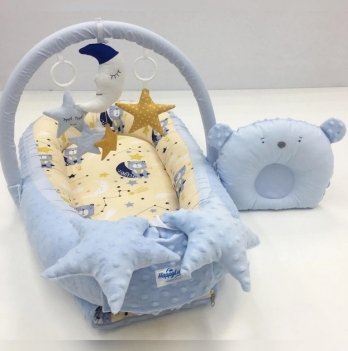 Кокон для новорожденных Happy Luna Babynest Plush Plastik bag Голубой/Желтый 0171