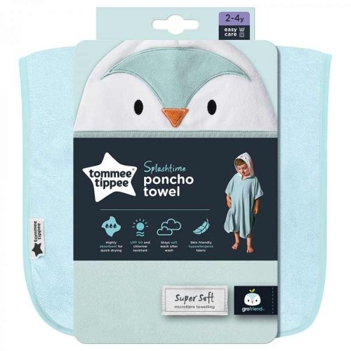 Детское полотенце пончо с капюшоном Tommee Tippee Splashtime Penny the Penguin 2 - 4 лет Голубой TT0309