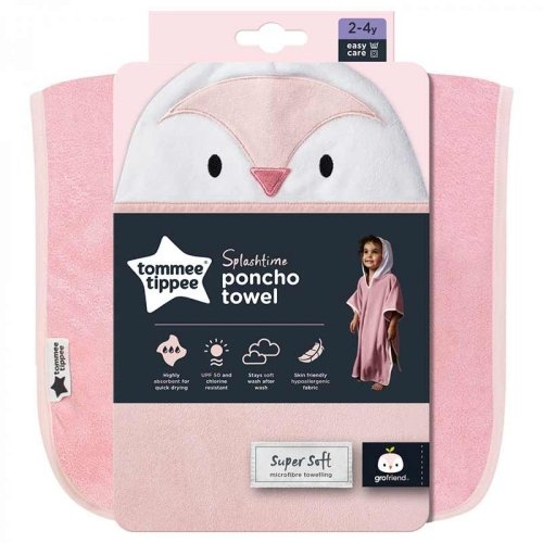Детское полотенце пончо с капюшоном Tommee Tippee Splashtime Penny the Penguin 2 - 4 лет Розовый TT0308