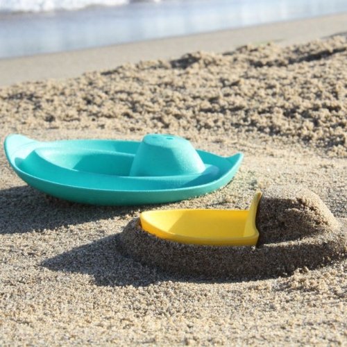 Игрушка для ванны и пляжа Quut, Кораблик SLOOPI, цвет зеленый + желтый