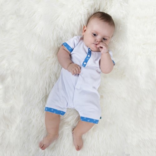 Песочник для мальчика, Lucky tots, Якоря, белый, с планкой