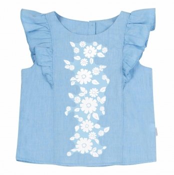 Блузка на девочку Bembi ЕТНNО 4 - 6 лет Ткань сорочечная Голубой РБ129