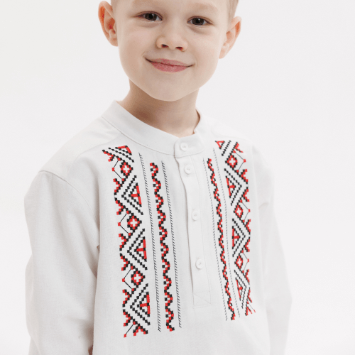 Вышиванка для мальчика Bembi ЕТНNО 7 - 13 лет Лен Молочный/Красный 2L6 РБ171