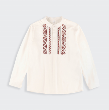 Вышиванка для мальчика Bembi ЕТНNО 7 - 13 лет Лен Молочный/Красный 2L6 РБ171